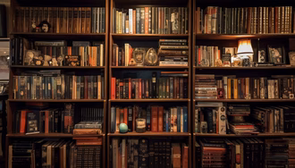 abundant-collection-antique-books-wooden-shelves-generated-by-ai